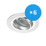 Multipack 6x Noxion Recessed Spot Logic MR16 Tiltable Aluminium | Cutout 80mm - GU10 Socket